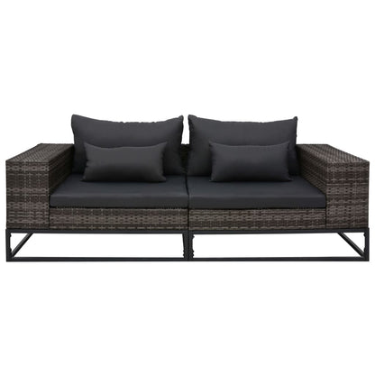 Set Divani da Giardino 2 pz con Cuscini in Polyrattan Grigio