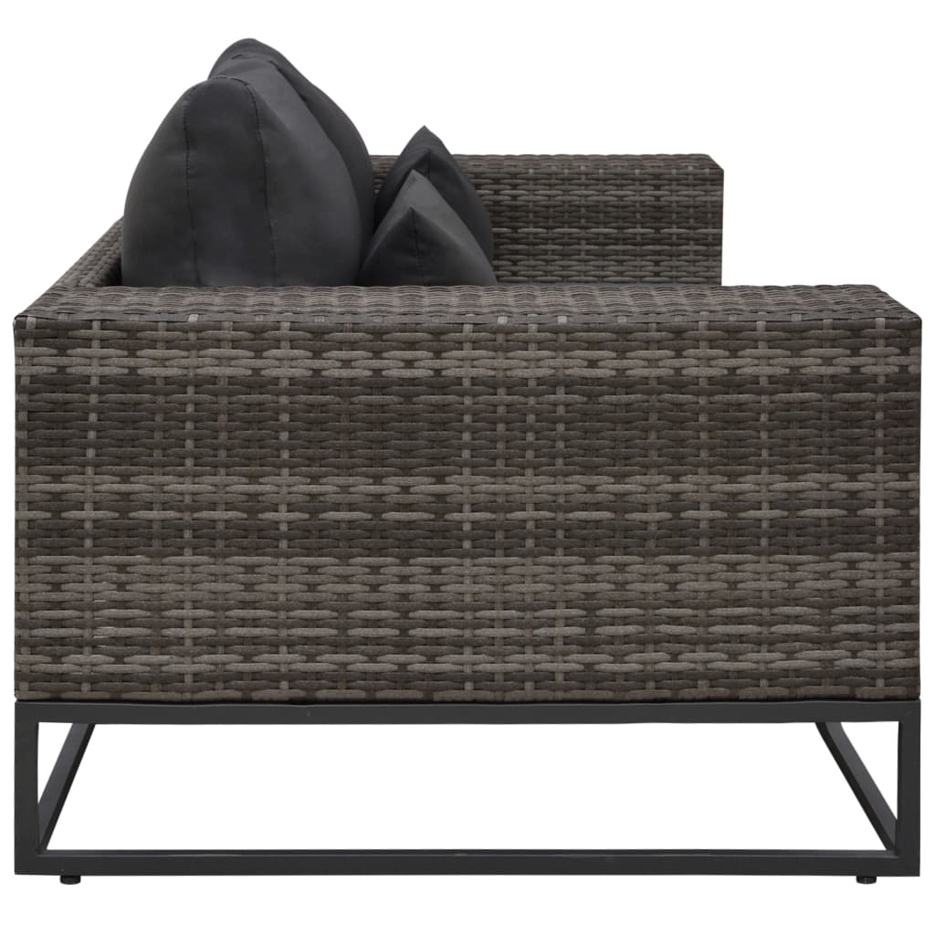 Set Divani da Giardino 2 pz con Cuscini in Polyrattan Grigio