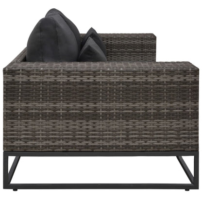 Set Divani da Giardino 2 pz con Cuscini in Polyrattan Grigio