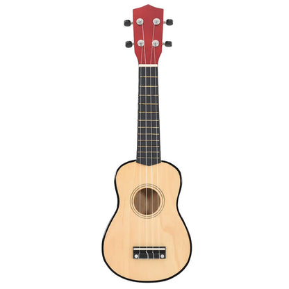 Set Ukulele Soprano con Borsa per Bambini Legno Naturale 21"