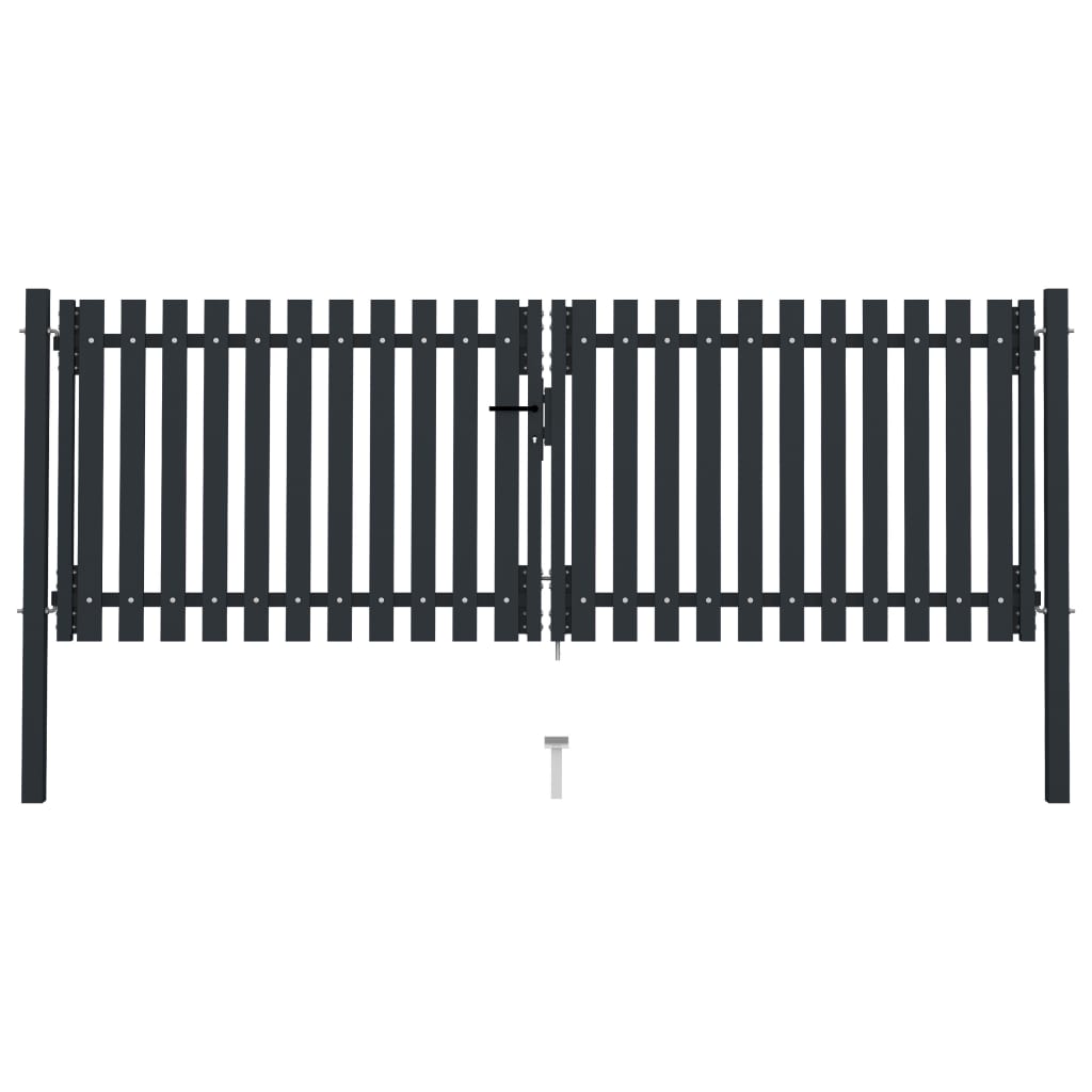 Cancello per Recinzione Doppio in Acciaio 306x150 cm Antracite
