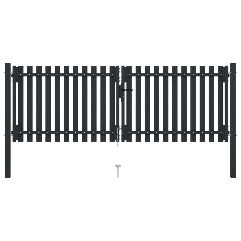Cancello per Recinzione Doppio in Acciaio 306x150 cm Antracite