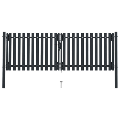 Cancello per Recinzione Doppio in Acciaio 306x175 cm Antracite