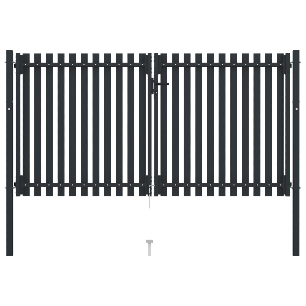 Cancello per Recinzione Doppio in Acciaio 306x200 cm Antracite