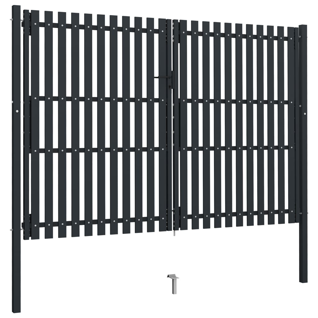 Cancello per Recinzione Doppio in Acciaio 306x250 cm Antracite