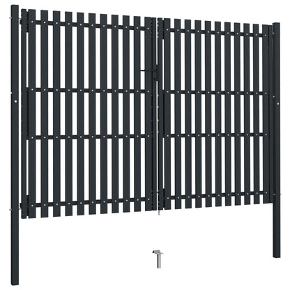Cancello per Recinzione Doppio in Acciaio 306x250 cm Antracite