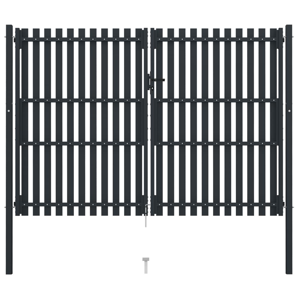 Cancello per Recinzione Doppio in Acciaio 306x250 cm Antracite