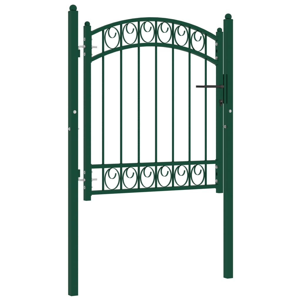 Cancello per Recinzione ad Arco in Acciaio 100x100 cm Verde