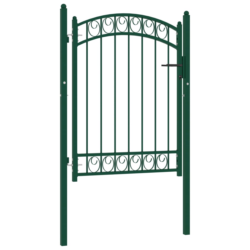 Cancello per Recinzione ad Arco in Acciaio 100x125 cm Verde