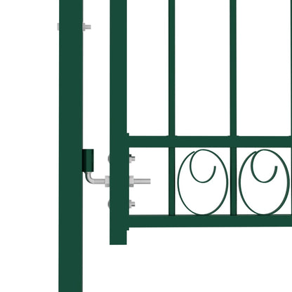 Cancello per Recinzione ad Arco in Acciaio 100x125 cm Verde