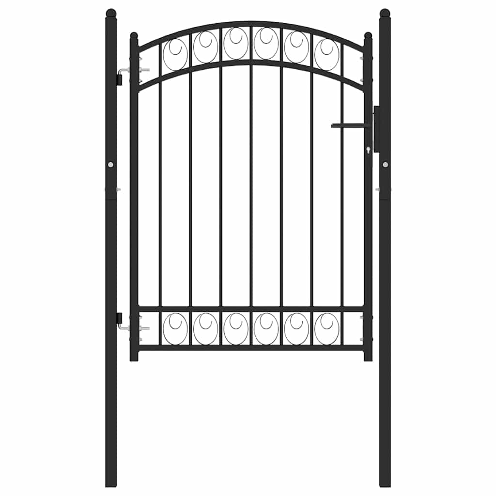 Cancello per Recinzione ad Arco in Acciaio 100x98,5 cm Nero