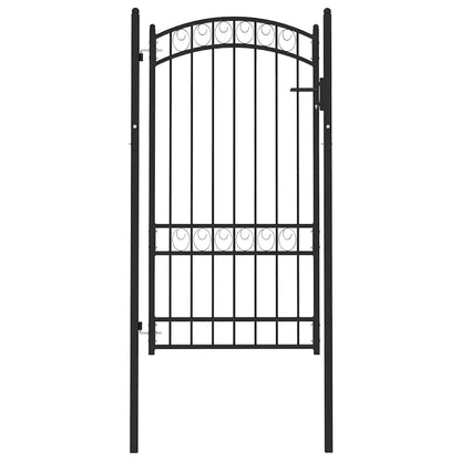 Cancello per Recinzione ad Arco in Acciaio 100x123,5 cm Nero