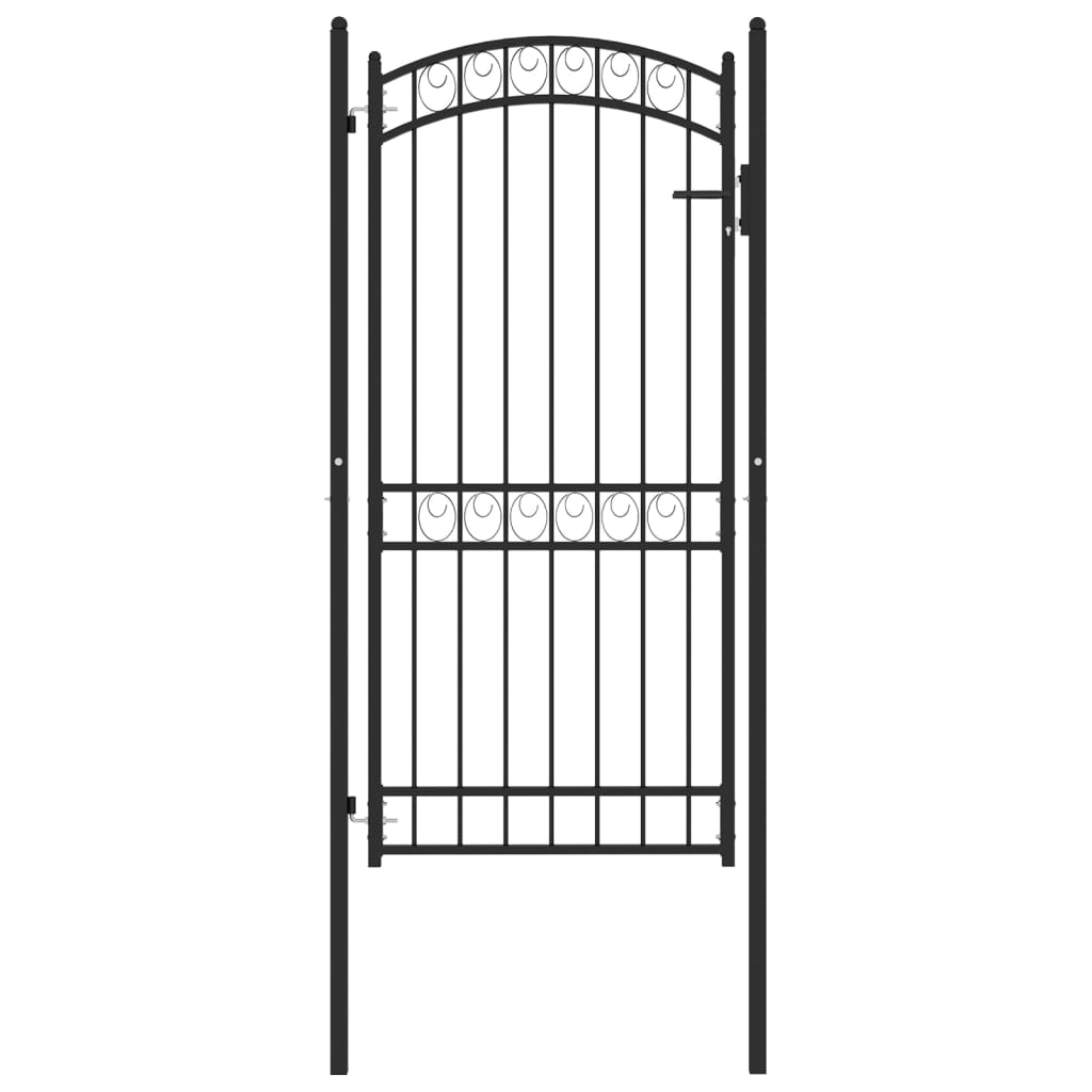 Cancello per Recinzione ad Arco in Acciaio 100x200 cm Nero