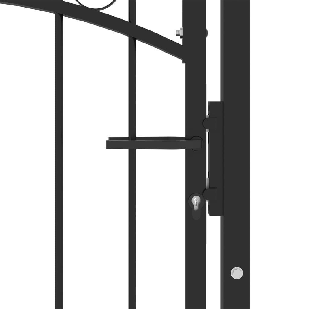 Cancello per Recinzione ad Arco in Acciaio 100x200 cm Nero