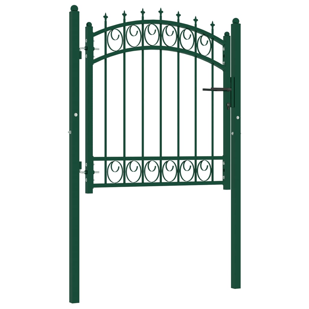 Cancello per Recinzione con Punte in Acciaio 100x100 cm Verde