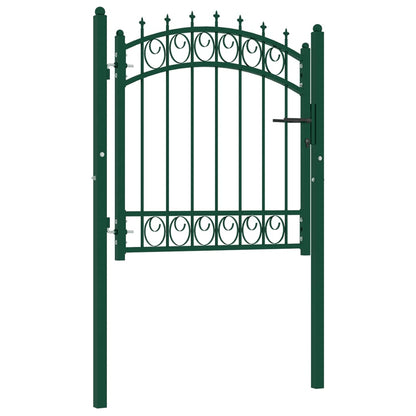 Cancello per Recinzione con Punte in Acciaio 100x100 cm Verde