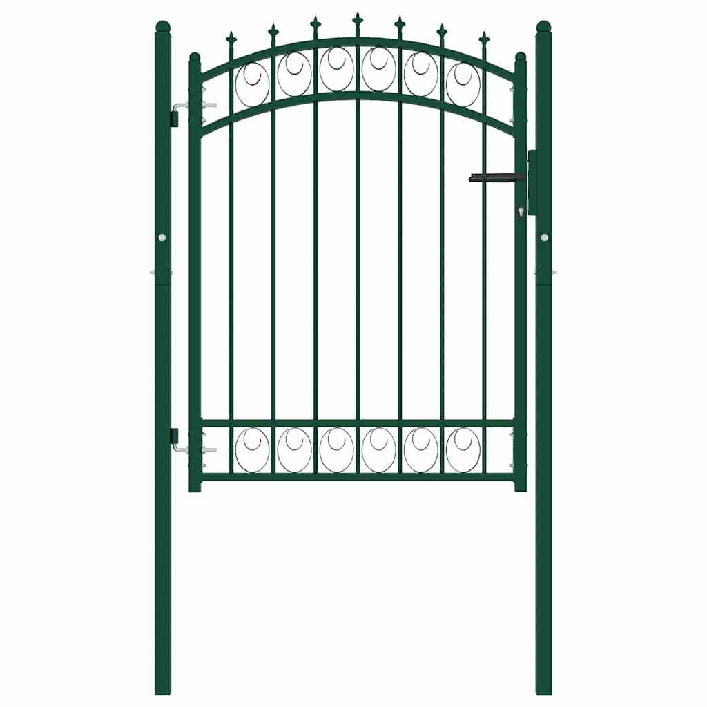 Cancello per Recinzione con Punte in Acciaio 103x109,5 cm Verde