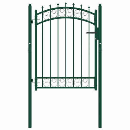 Cancello per Recinzione con Punte in Acciaio 103x109,5 cm Verde