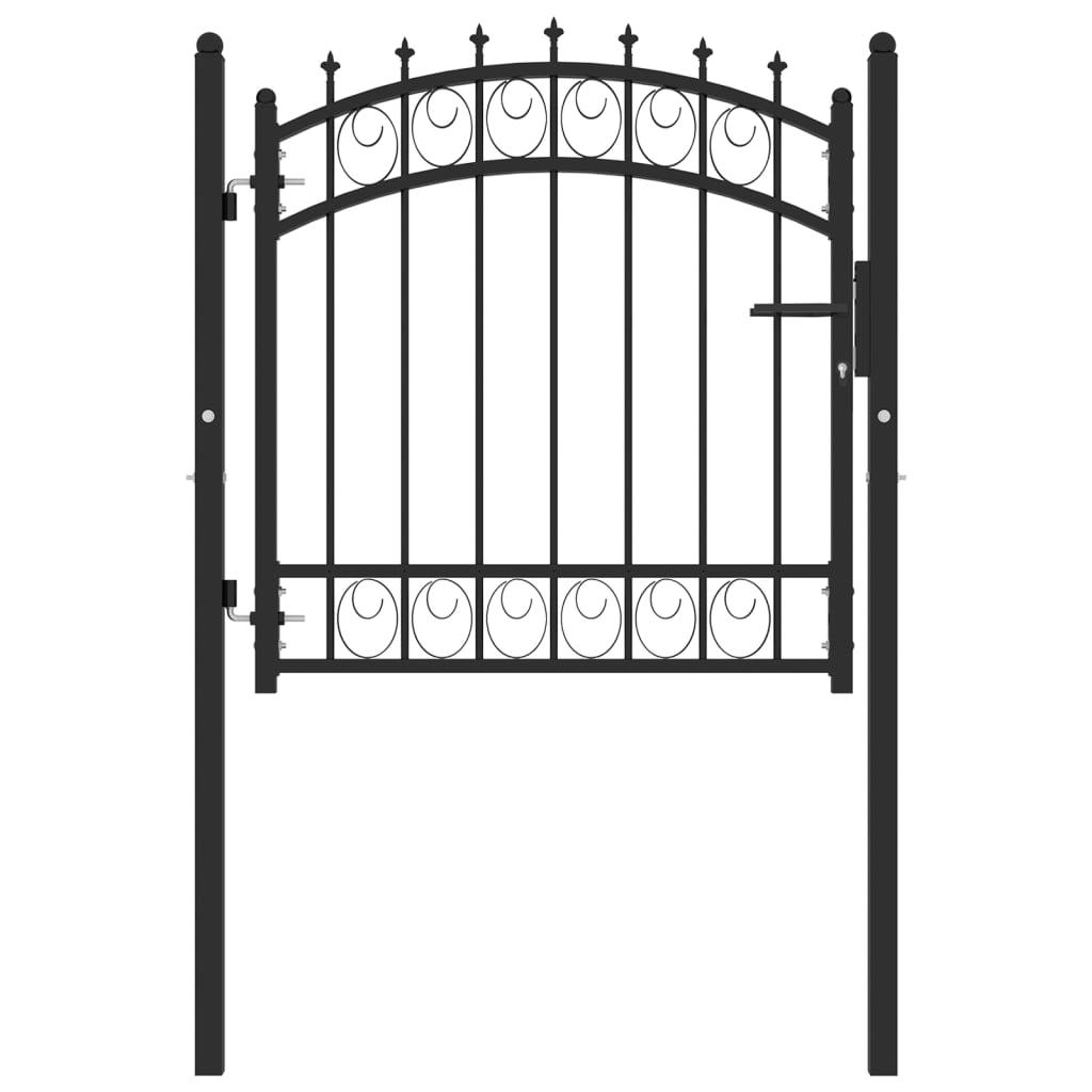 Cancello per Recinzione con Punte in Acciaio 100x100 cm Nero