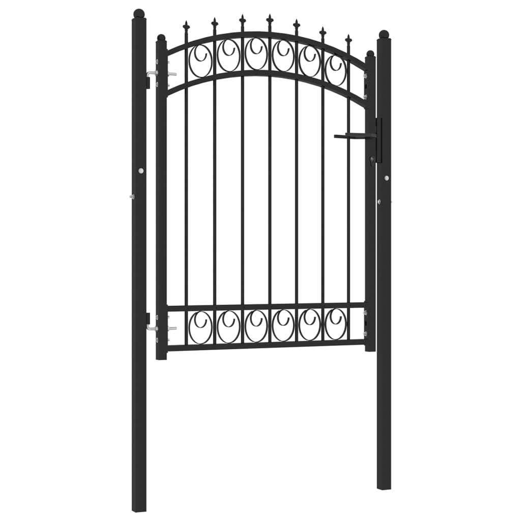 Cancello per Recinzione con Punte in Acciaio 100x125 cm Nero