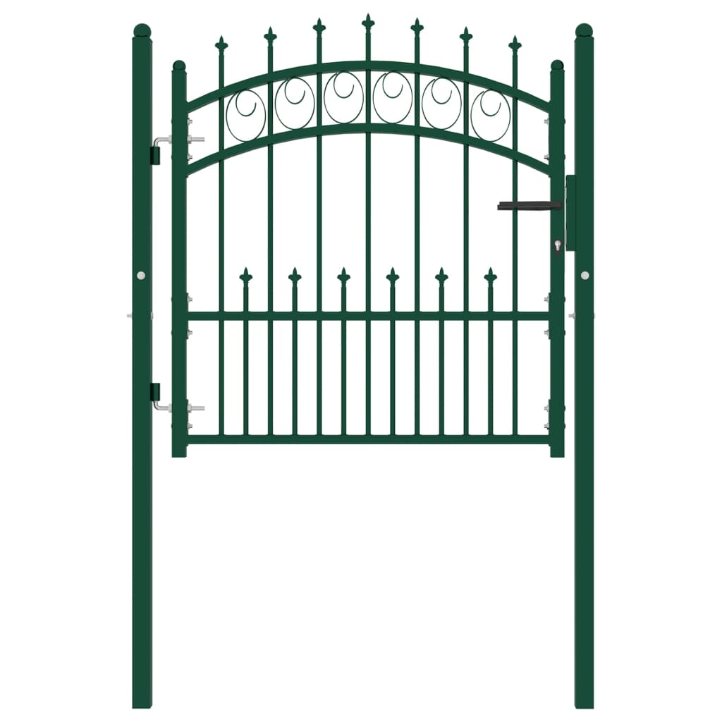 Cancello per Recinzione con Punte in Acciaio 100x100 cm Verde