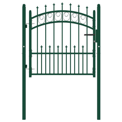 Cancello per Recinzione con Punte in Acciaio 100x100 cm Verde