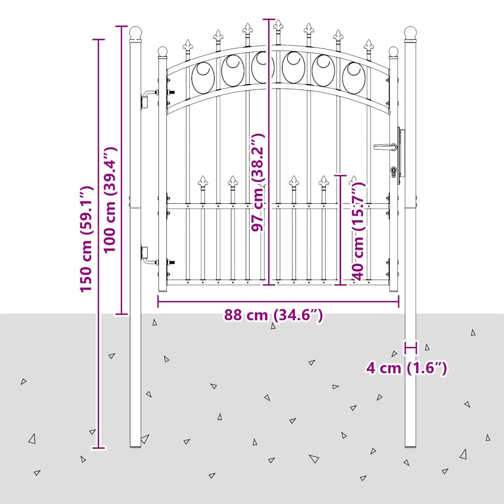 Cancello per recinzione Emmen con punte in acciaio 104x97 cm verde