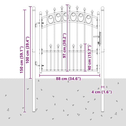 Cancello per recinzione Emmen con punte in acciaio 104x97 cm verde
