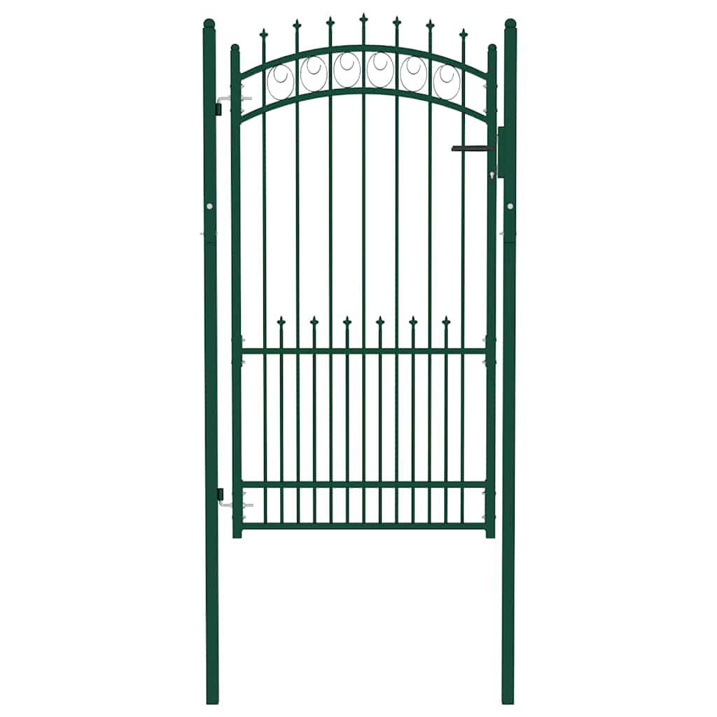 Cancello per Recinzione con Punte in Acciaio 104x134,5 cm Verde