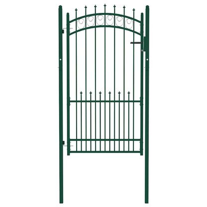 Cancello per Recinzione con Punte in Acciaio 104x134,5 cm Verde