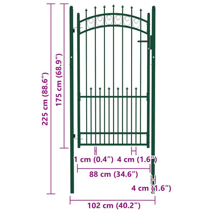 Cancello per Recinzione con Punte in Acciaio 104x134,5 cm Verde