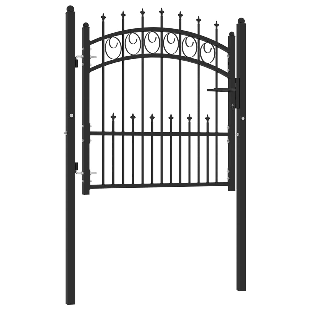 Cancello per Recinzione con Punte in Acciaio 100x100 cm Nero