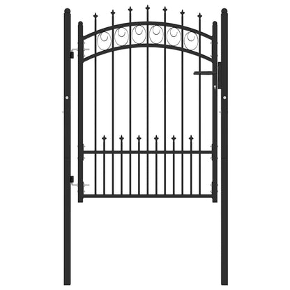 Cancello per Recinzione con Punte in Acciaio 104x109,5 cm Nero