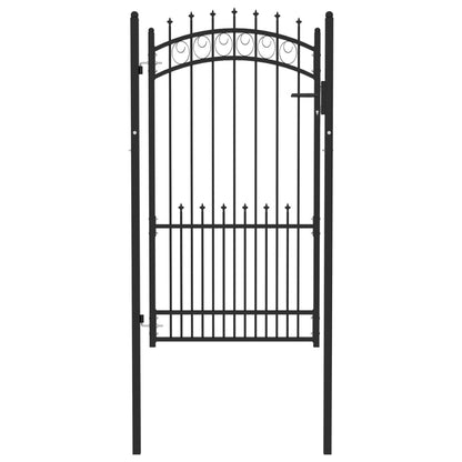Cancello per Recinzione con Punte in Acciaio 100x175 cm Nero