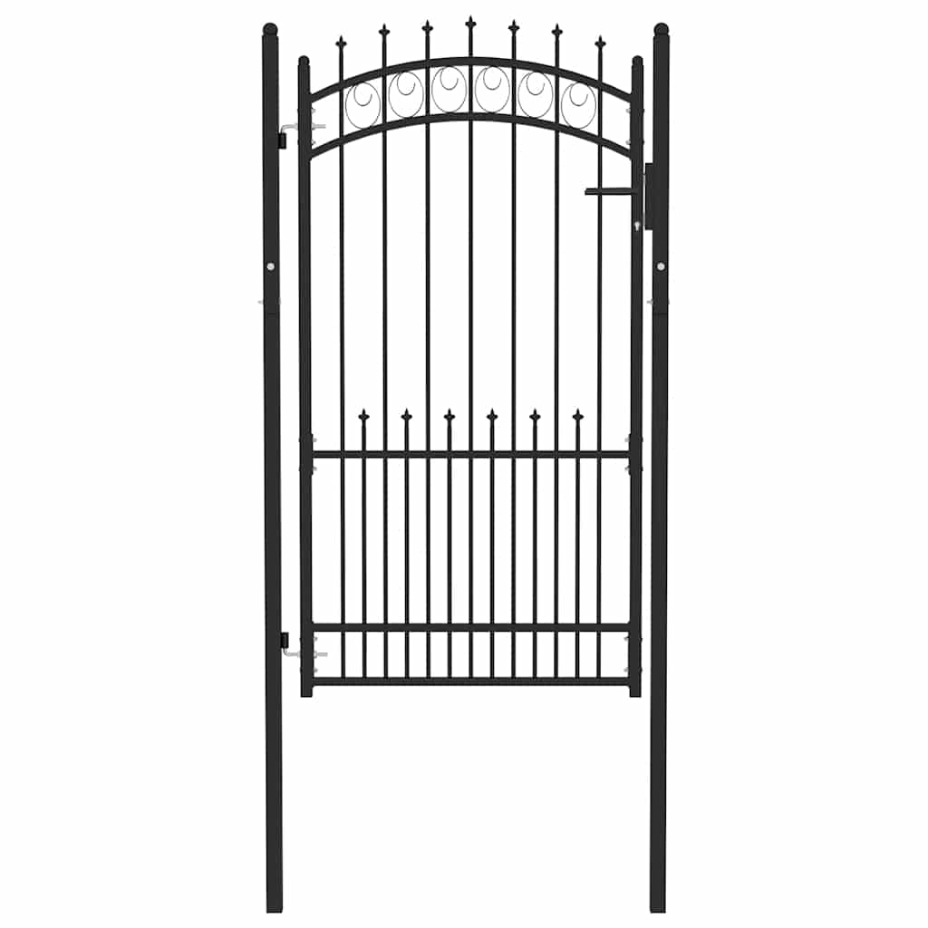 Cancello per Recinzione con Punte in Acciaio 104x134,5 cm Nero