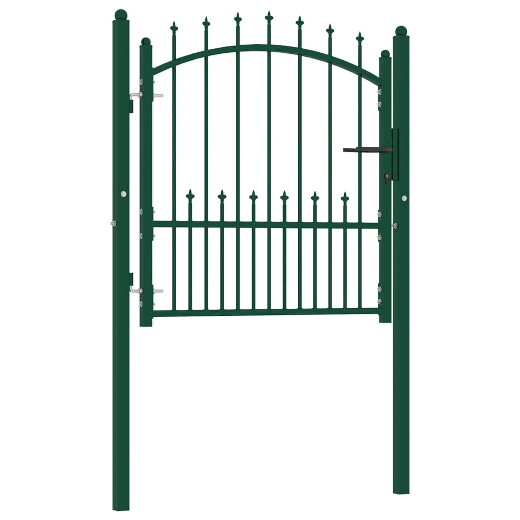 Cancello per Recinzione con Punte in Acciaio 100x100 cm Verde
