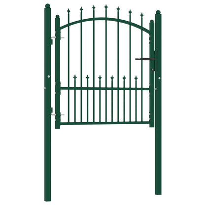 Cancello per Recinzione con Punte in Acciaio 100x100 cm Verde