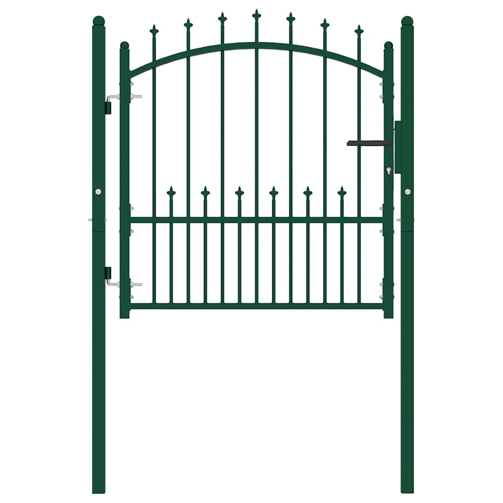 Cancello per Recinzione con Punte in Acciaio 104x97 cm Verde