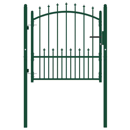 Cancello per Recinzione con Punte in Acciaio 104x97 cm Verde