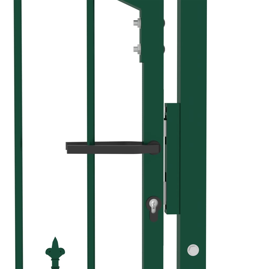Cancello per Recinzione con Punte in Acciaio 100x100 cm Verde