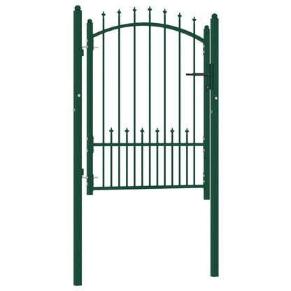Cancello per Recinzione con Punte in Acciaio 100x125 cm Verde