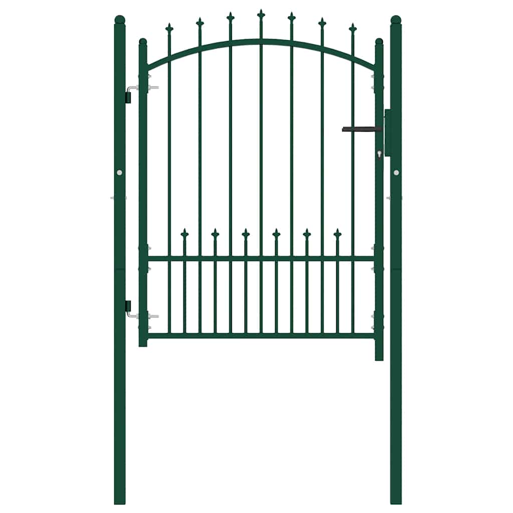 Cancello per Recinzione con Punte in Acciaio 104x109,5 cm Verde