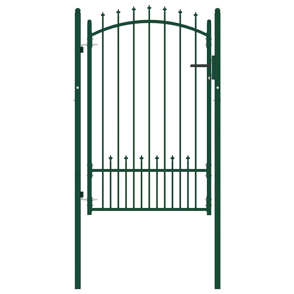 Cancello per Recinzione con Punte in Acciaio 104x117 cm Verde