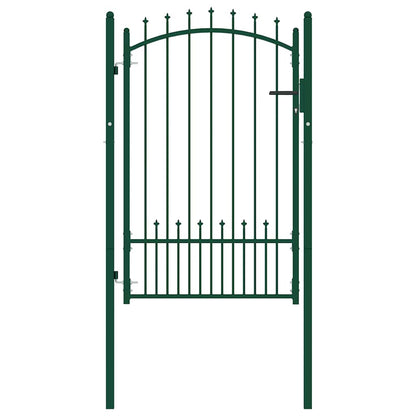 Cancello per Recinzione con Punte in Acciaio 104x117 cm Verde