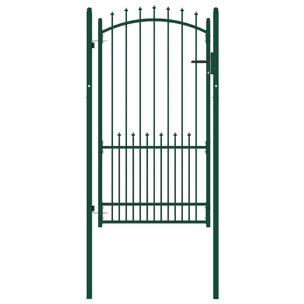 Cancello per Recinzione con Punte in Acciaio 100x175 cm Verde