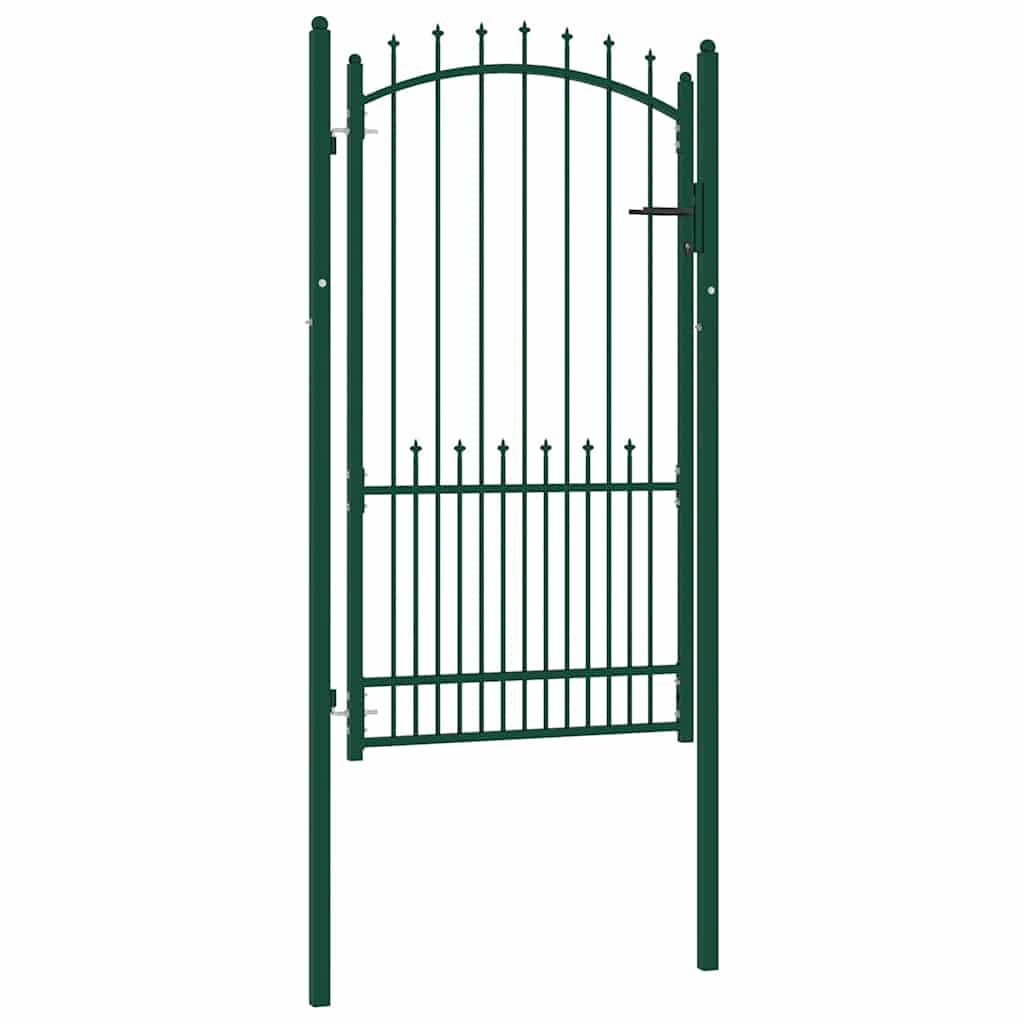 Cancello per Recinzione con Punte in Acciaio 100x175 cm Verde