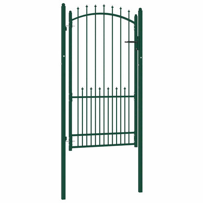 Cancello per Recinzione con Punte in Acciaio 100x175 cm Verde