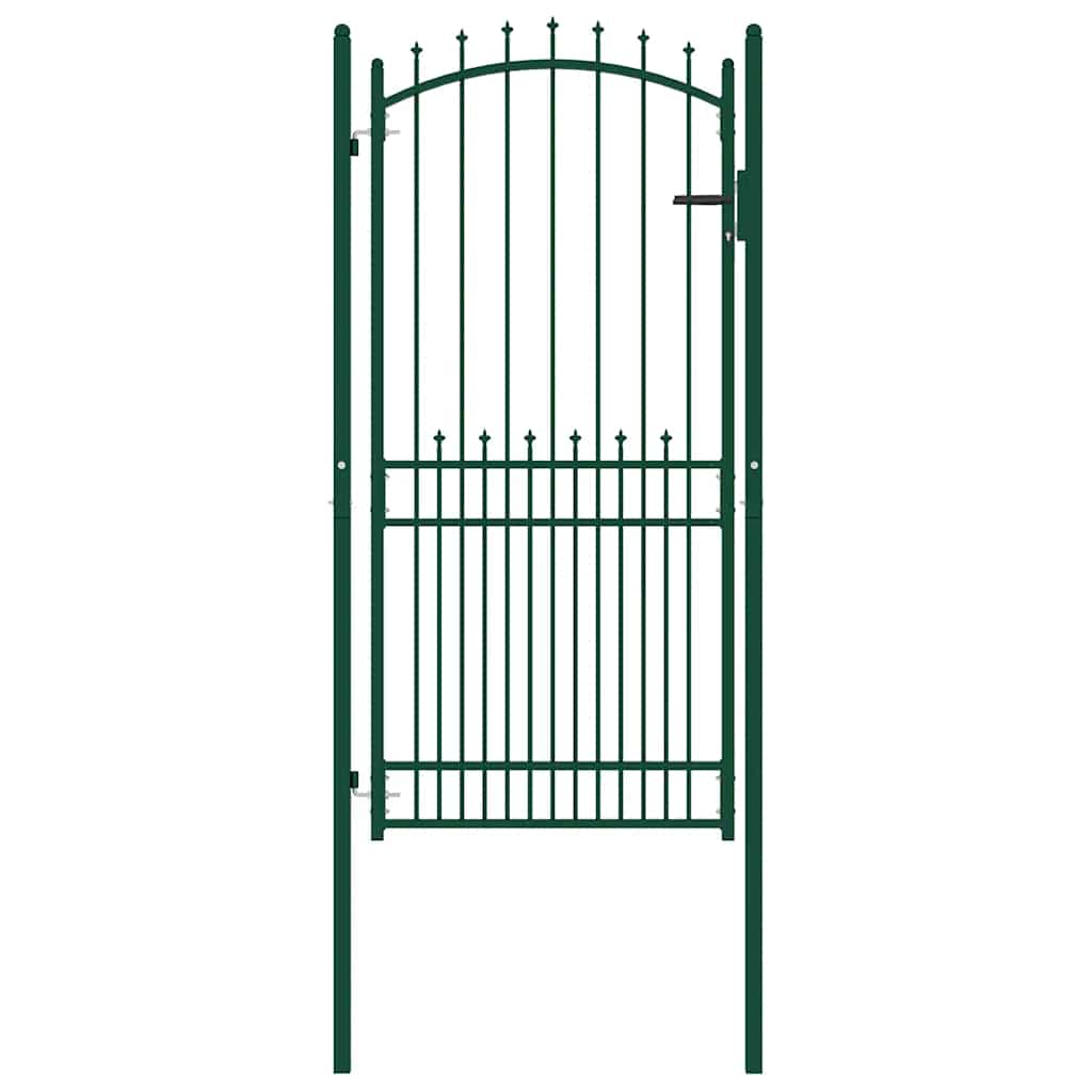 Cancello per Recinzione con Punte in Acciaio 104x147 cm Verde
