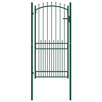 Cancello per Recinzione con Punte in Acciaio 104x147 cm Verde