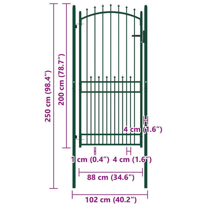 Cancello per Recinzione con Punte in Acciaio 104x147 cm Verde